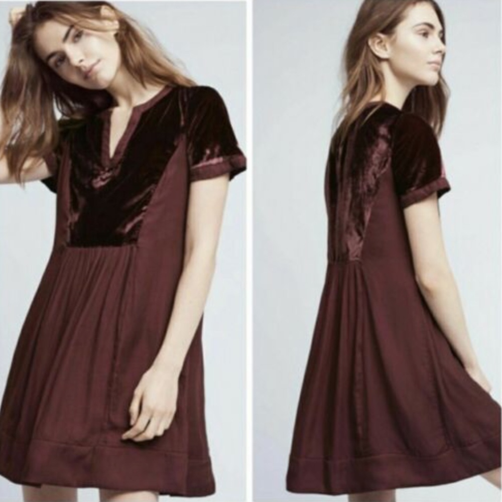 Anthropologie Maeve Crushed Velvet Tunic Dress S